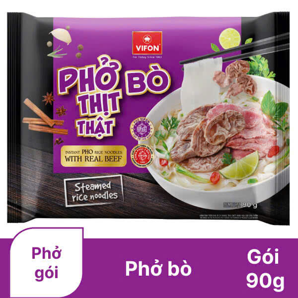 Combo 5 Gói Phở Bò Thịt Thật Vifon 90g (có gói thịt thật) / Hàng Chính Hãng - VF121