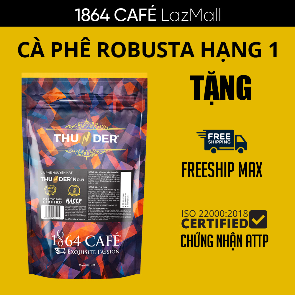 Cà phê nguyên hạt thunder no.5 trọng lượng 454g - 1864 café