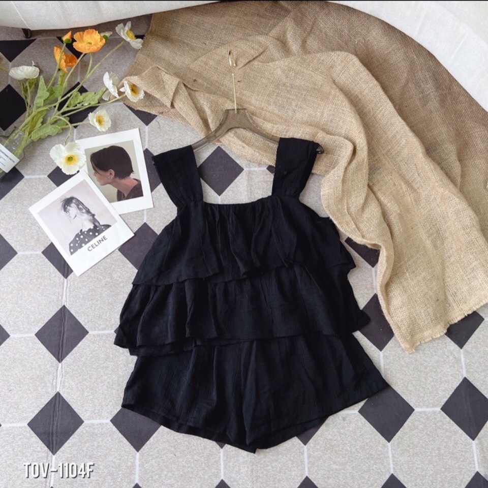 Đồ bộ đùi vải đũi tầng linen mềm mát siêu dễ thương không nhăn thời trang