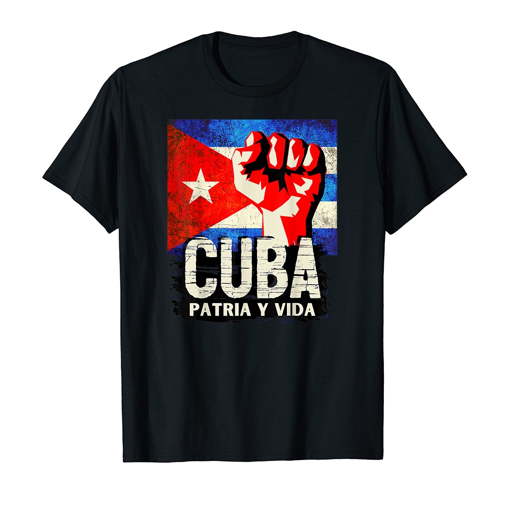 Áo thun cotton unisex in hình Cuba Patria y Vida-9387