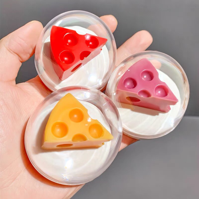 [HCM]Son Dưỡng Môi Sheloves Cheese Hình Phô Mai Siêu Cute Thật Dễ Thương (Tặng Kèm Cọ Đánh Son Môi )
