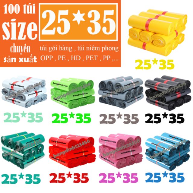 Túi nilon gói hàng niêm phong tự dính size 25x35