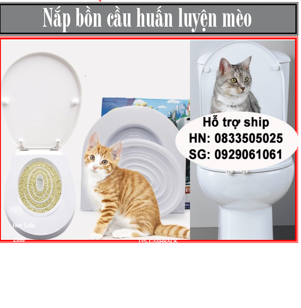 HCM- Bộ dạy mèo đi vệ sinh bồn cầu nắp bồn cầu cho mèo, huấn luyện mèo đi vệ sinh đúng chỗ / WC mèo