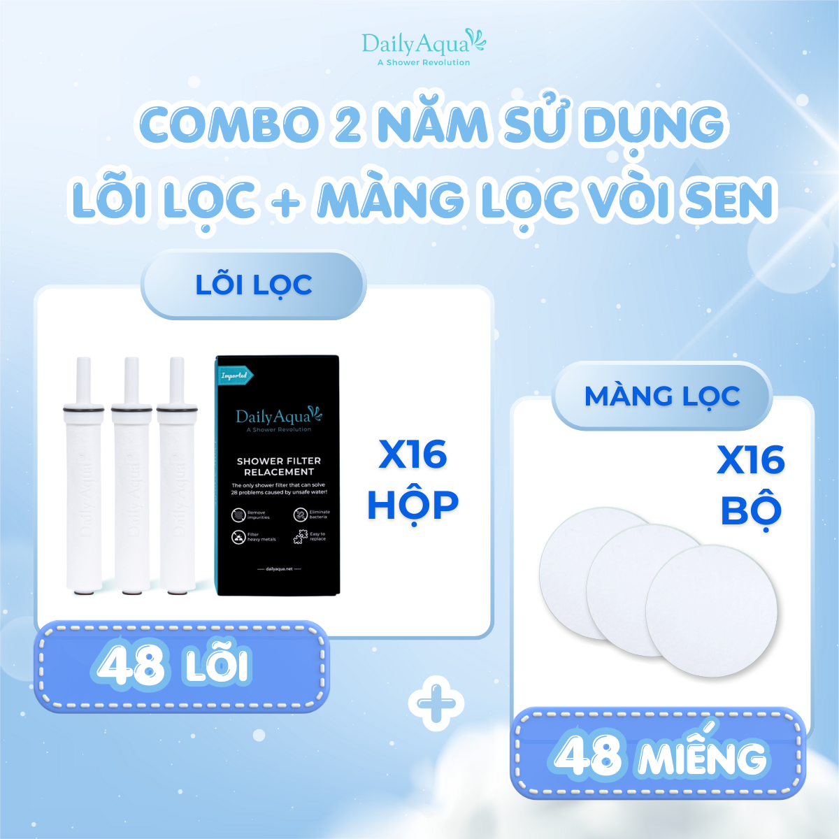 Bộ lõi lọc nước vòi sen daily aqua - 9 lõi lọc nước tắm