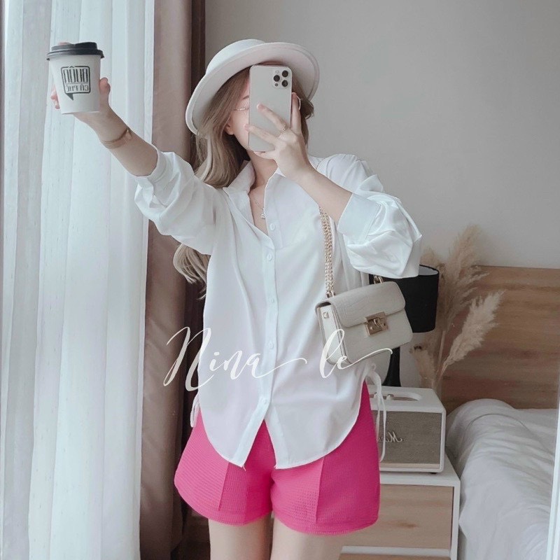 Áo sơ mi rút xường eo tay dài phong cách trẻ trung năng động qt cao cấp