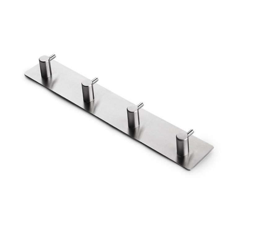 Thanh treo khăn quần áo 4 chấu Inox 304 dán tường gạch men sử dụng công nghệ 3M siêu dính - IUTR04