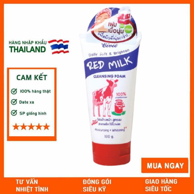 Sữa rửa mặt con bò đỏ Red milk Thái Lan