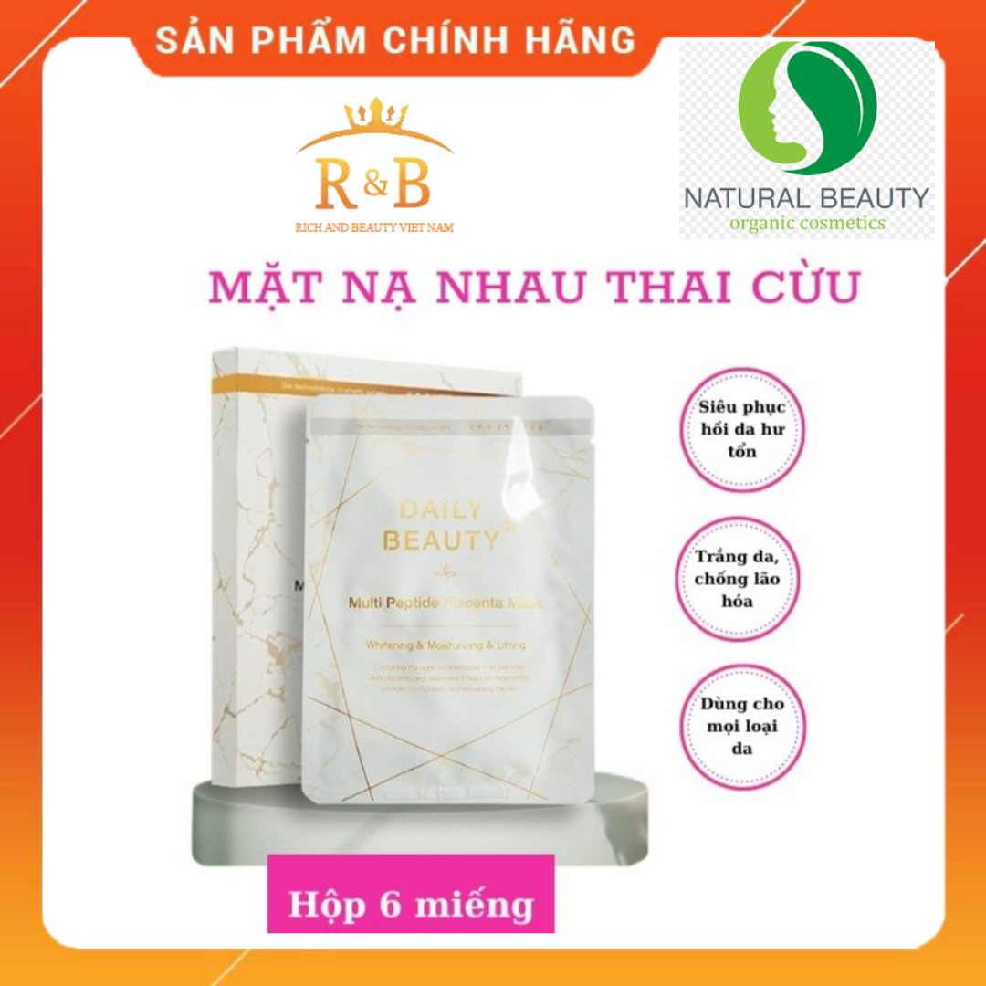 Mặt nạ nhau thai cừu cấp ẩm, trắng sáng, nâng cơ, sạch mụn, nám daily beauty multi Petide Placentah - Hộp 6 miếng