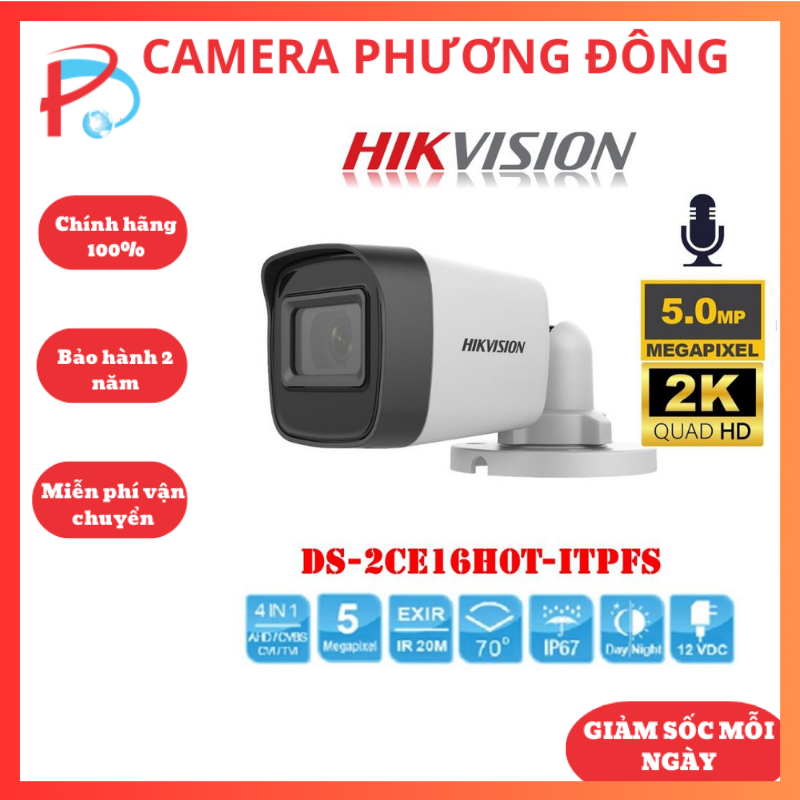 Camera hd-tvi 5.0 megapixel hikvision ds-2ce16h0t-itpfs míc thu âm hồng ngoại ban đêm - hàng chính hãng
