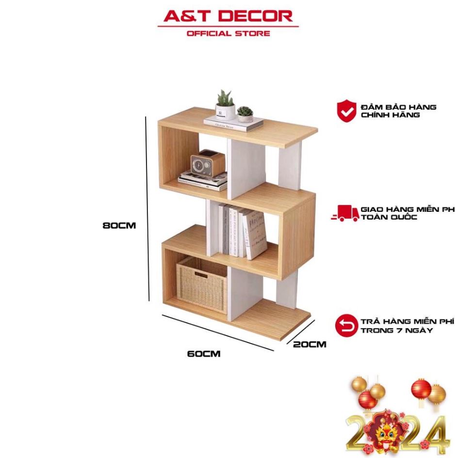 Kệ ziczac đa năng, màu sắc sang trọng, để sách vở, đồ đạc, trang trí nhà cửa