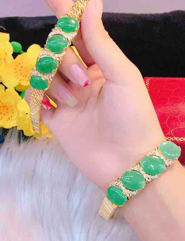 Lắc Tay Nữ Mạ Vàng 18k Đính Đá Cẩm Thạch