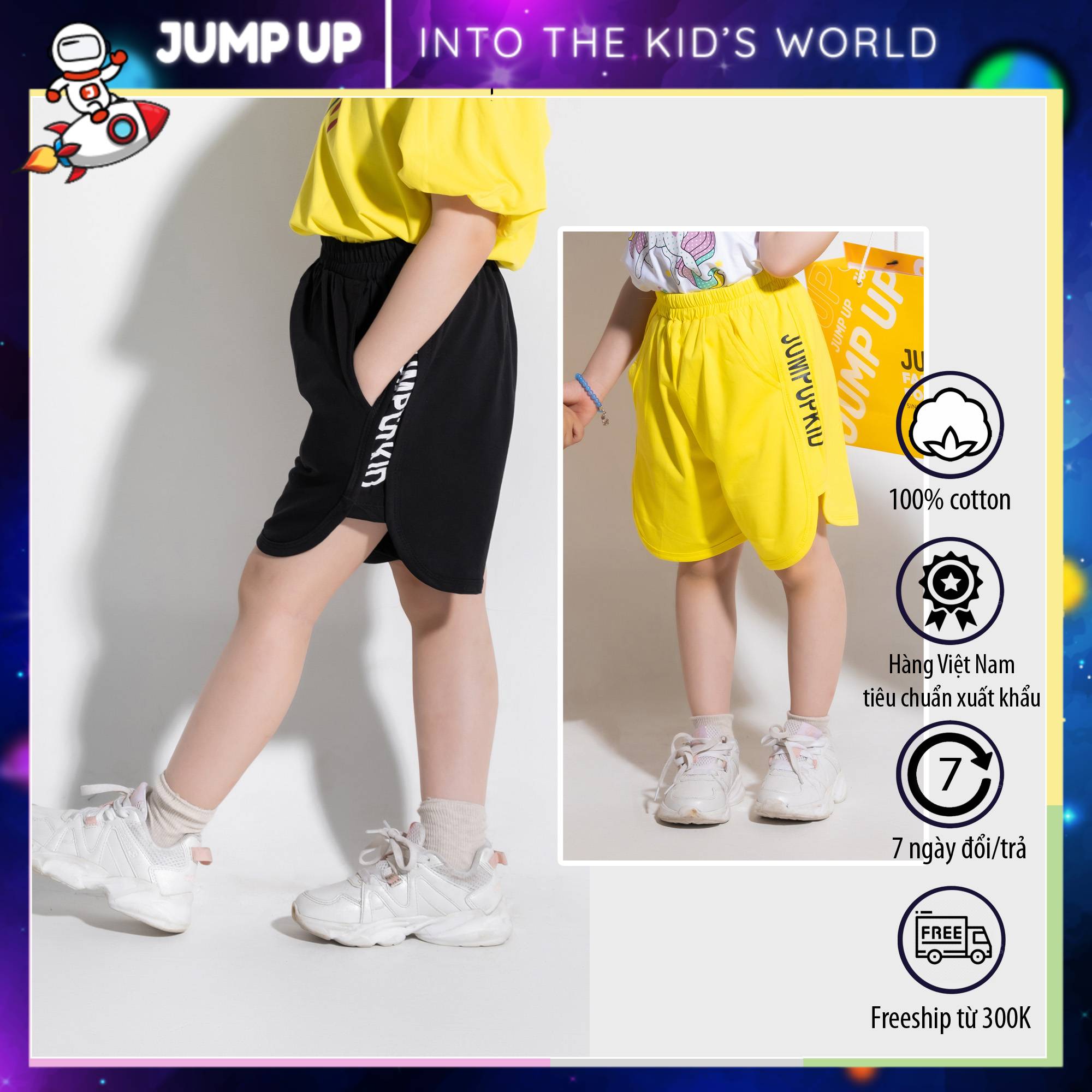 Quần short bé gái, quần đùi cho bé phong cách thể thao thời trang cao cấp jump up