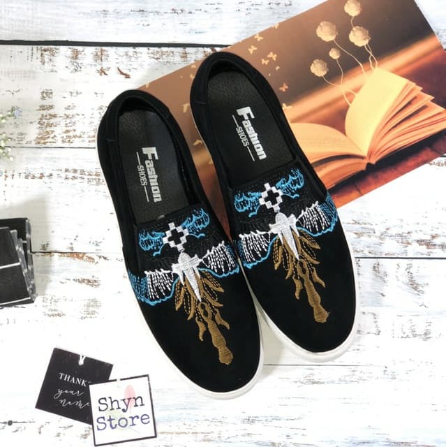 Giày lười nam thêu chỉ xanh mới cực đẹp , giày lười nam đẳng cấp quý phái