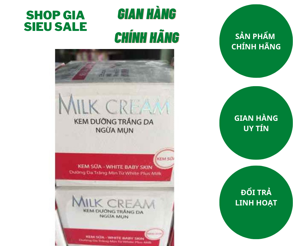 Kem dưỡng trắng da ngừa mụn milk cream bạch ngọc liên 12g