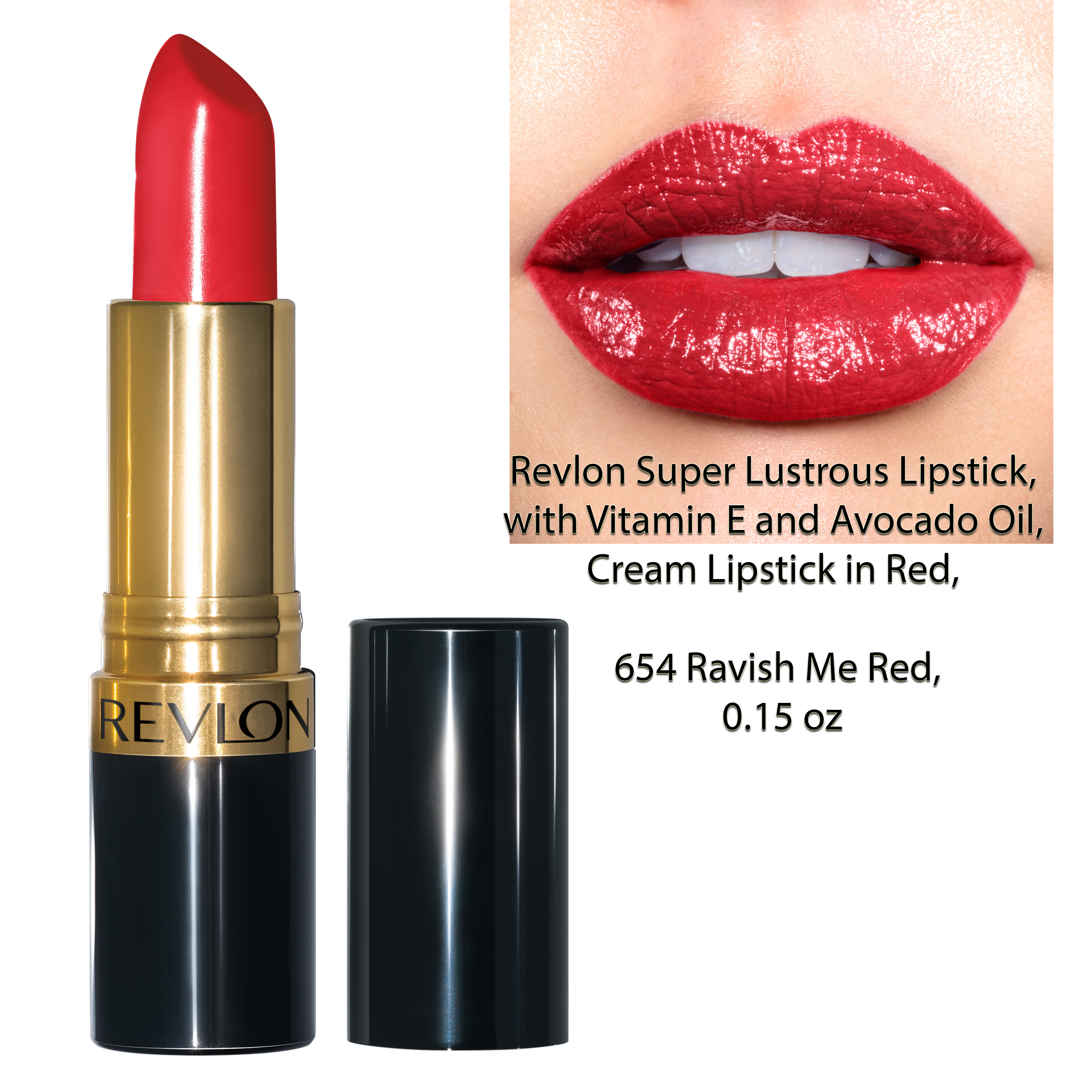 Son màu siêu dưỡng môi Revlon Super Lustrous Lipstick 4.2g, mã 654 Ravish Me Red