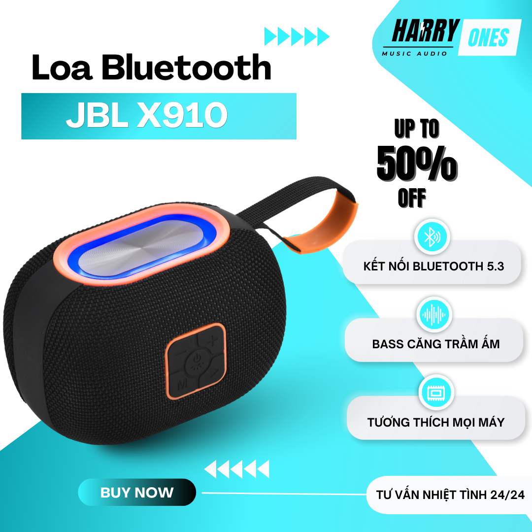 Loa Di Động Cầm Tay Super Bass Loa Bluetooth JBL X910 Loa Mini siêu trầm bass cực căng Bluetooth 5.0 Âm Thanh Mạnh Mẽ HARRY.Ones