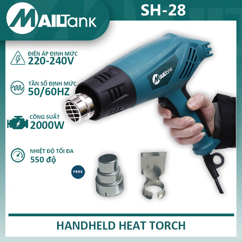 MAILTank SH28 Máy khò nhiệt Máy khò màng co 2000W, khò hơi nóng cầm tay mini, phim cách nhiệt ô tô, xe máy