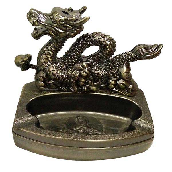 Xả kho - gạt tàn bật lửa 2in1 mạ đồng hình con rồng - dh store