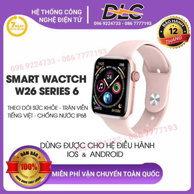 [HCM]Đồng hồ thông minh - Đồng hồ thông minh SmartWatch Series 5 WAT26 - Chống nước  kết nối dễ dàng  Giao diện tiếng Việt hiển thị tin nhắn SMS thông báo đầy đủ như các đồng hồ Apple Watch ( BẢO HÀNH UY TÍN 12 THÁNG )
