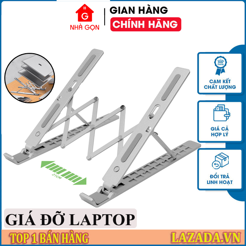Giá đỡ laptop hợp kim nhôm cao cấp có thể gấp gọn, giúp tản nhiệt laptop, macbook, máy tính xách tay, giá đỡ laptop chắc chắn