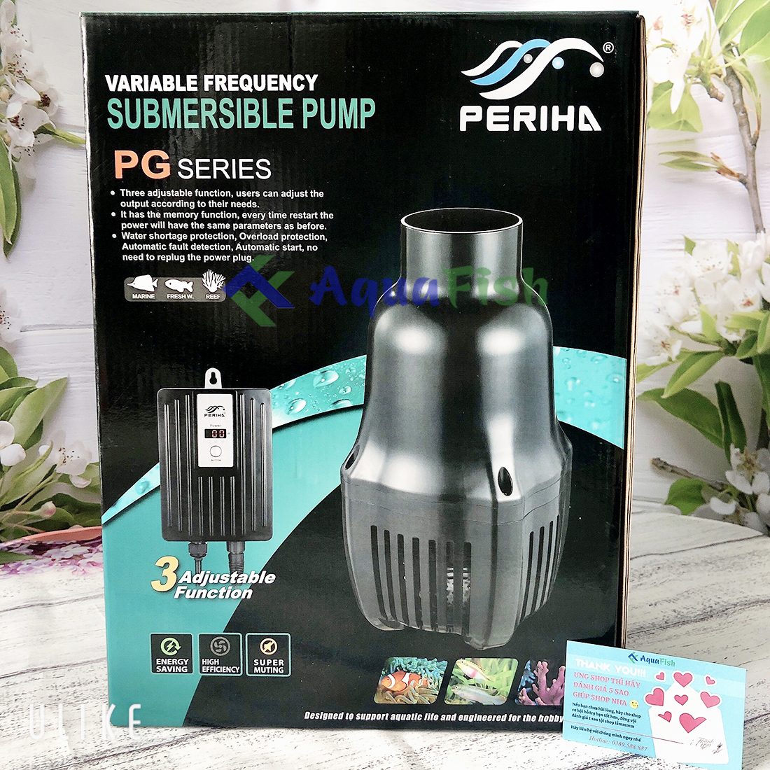 Máy Bơm Nước Hồ Cá Koi Periha PG 20 - PG 60 Siêu Tiết Kiệm Điện, Chạy Êm, Có Bảng Điều Khiển Lưu Lượng Nước