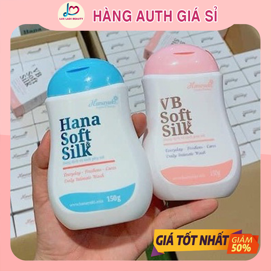[3 Tặng 1] Dung dịch vệ sinh Hanayuki màu hồng VB Soft Silk, màu xanh Hana Soft Silk, chai 150g