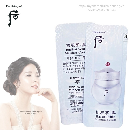 Xả hàng giá sỉ Combo 10 Gói Kem Whoo Radiant White Moisture Cream sample dưỡng trắng da, mờ thâm, sạm nám, tàn nhang