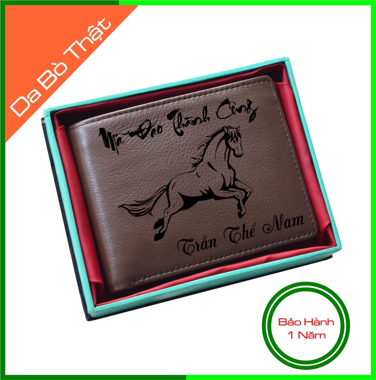 Ví Da Bò 100% Khắc Ơn Cha Nghĩa Mẹ /  Ví Nam Khắc Cha Mẹ Shakavn SK122N (nâu)