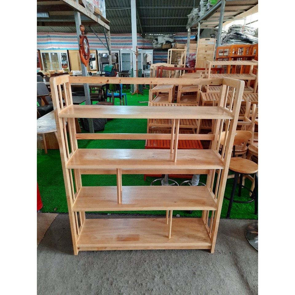 Kệ sách gỗ 4 tầng rộng 100cm gỗ cao su siêu bền