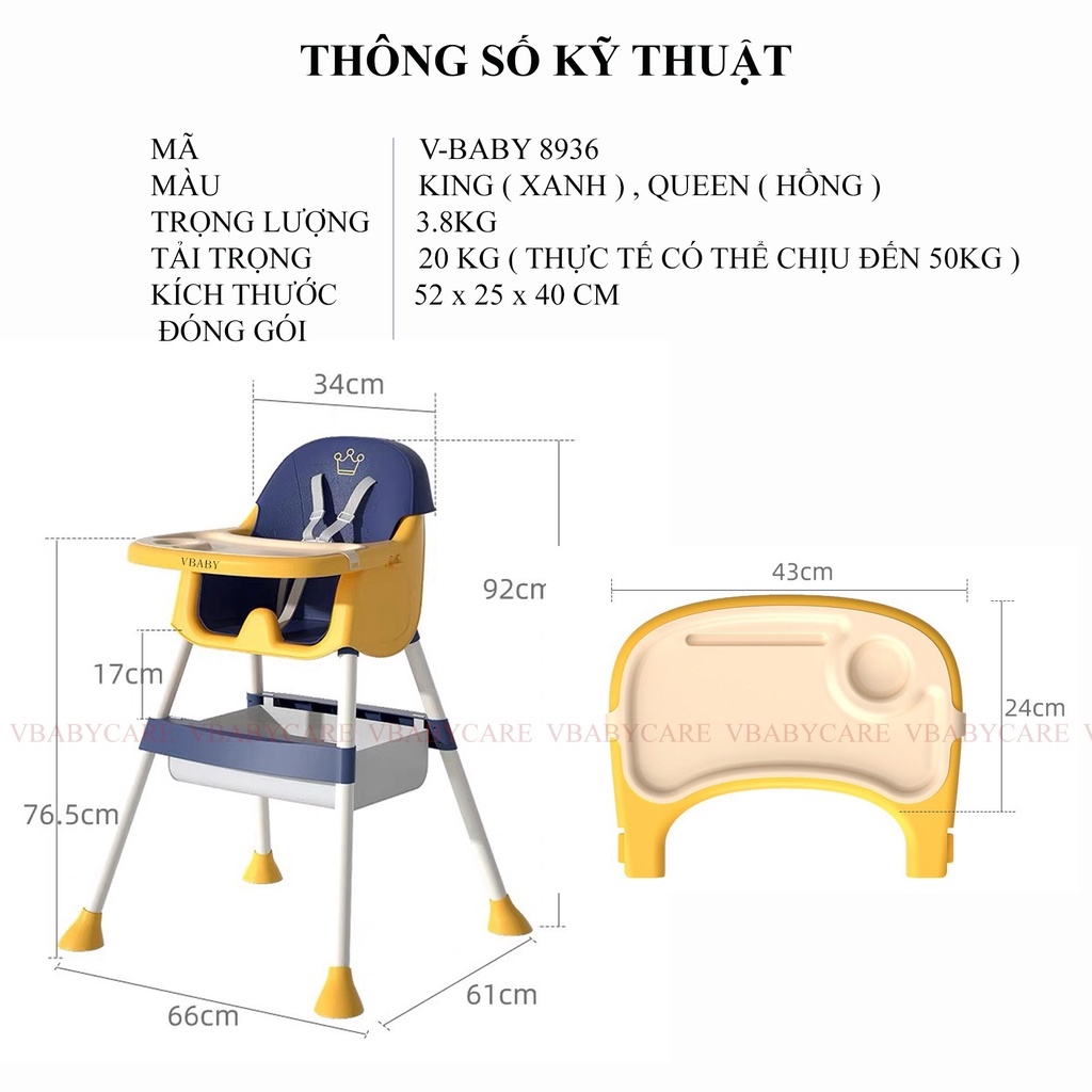 Ghế ăn dặm V-Baby 808 ( 8936 )