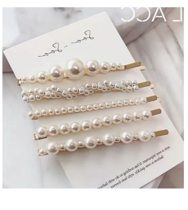 Set 5 kẹp tóc mái phong cách Hàn Quốc đính ngọc thời trang
