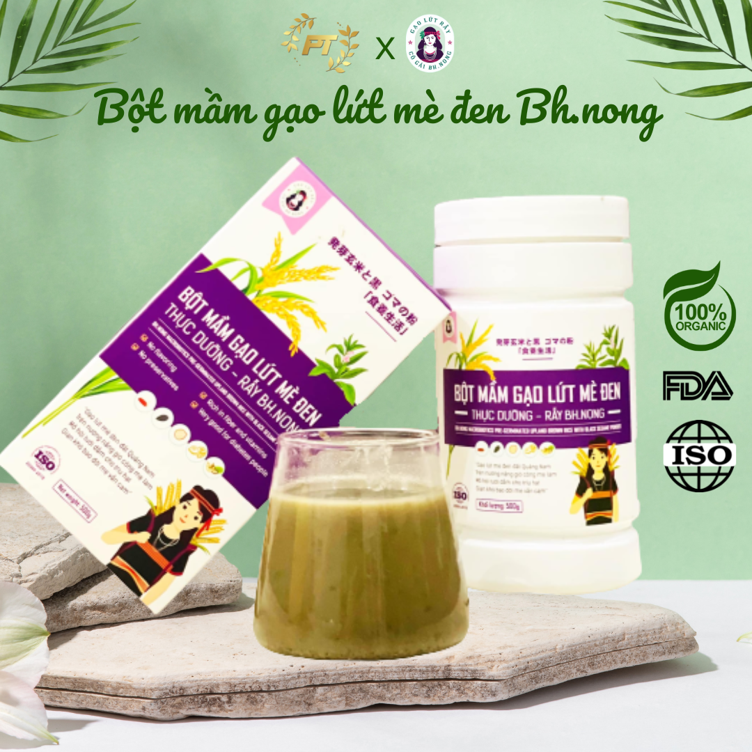 Bột mầm gạo lứt mè đen rẫy Bh.nong giúp đẹp da, khỏe dáng, thay thế bữa sáng