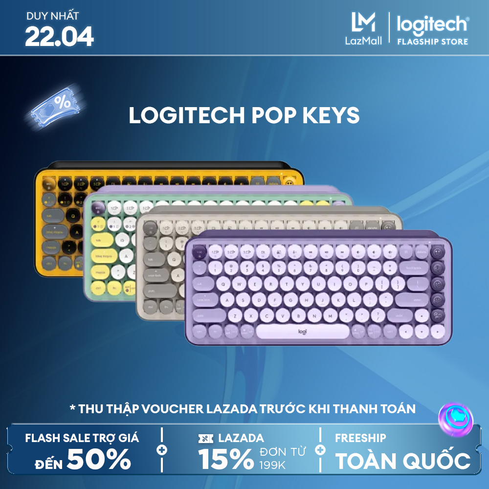 Logitech Pop Keys Mechanical Wireless Keyboard With Customisable Emoji Keys, Durable Compact Design, Bluetooth Or Usb Connectivity, Multi-Device, Os Compatible