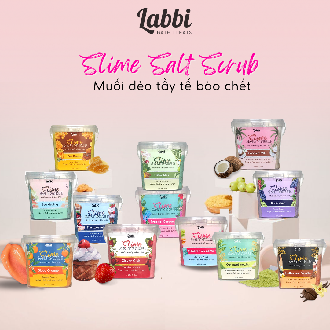 TỔNG HỢP [Labbi] Slime salt scrub / Muối dẻo tẩy tế bào chết / Body scurb