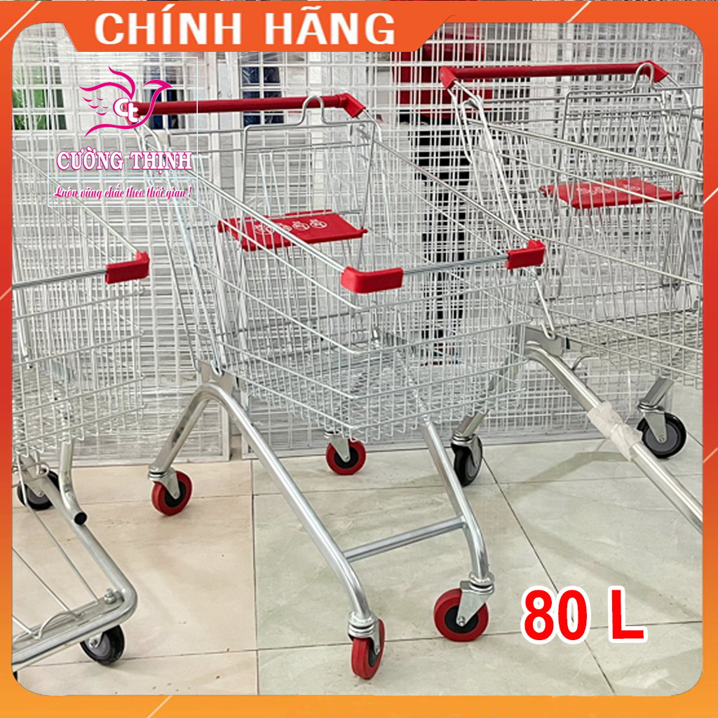 Xe đẩy siêu thị 80 lít, xe đẩy mua sắm, xe đẩy