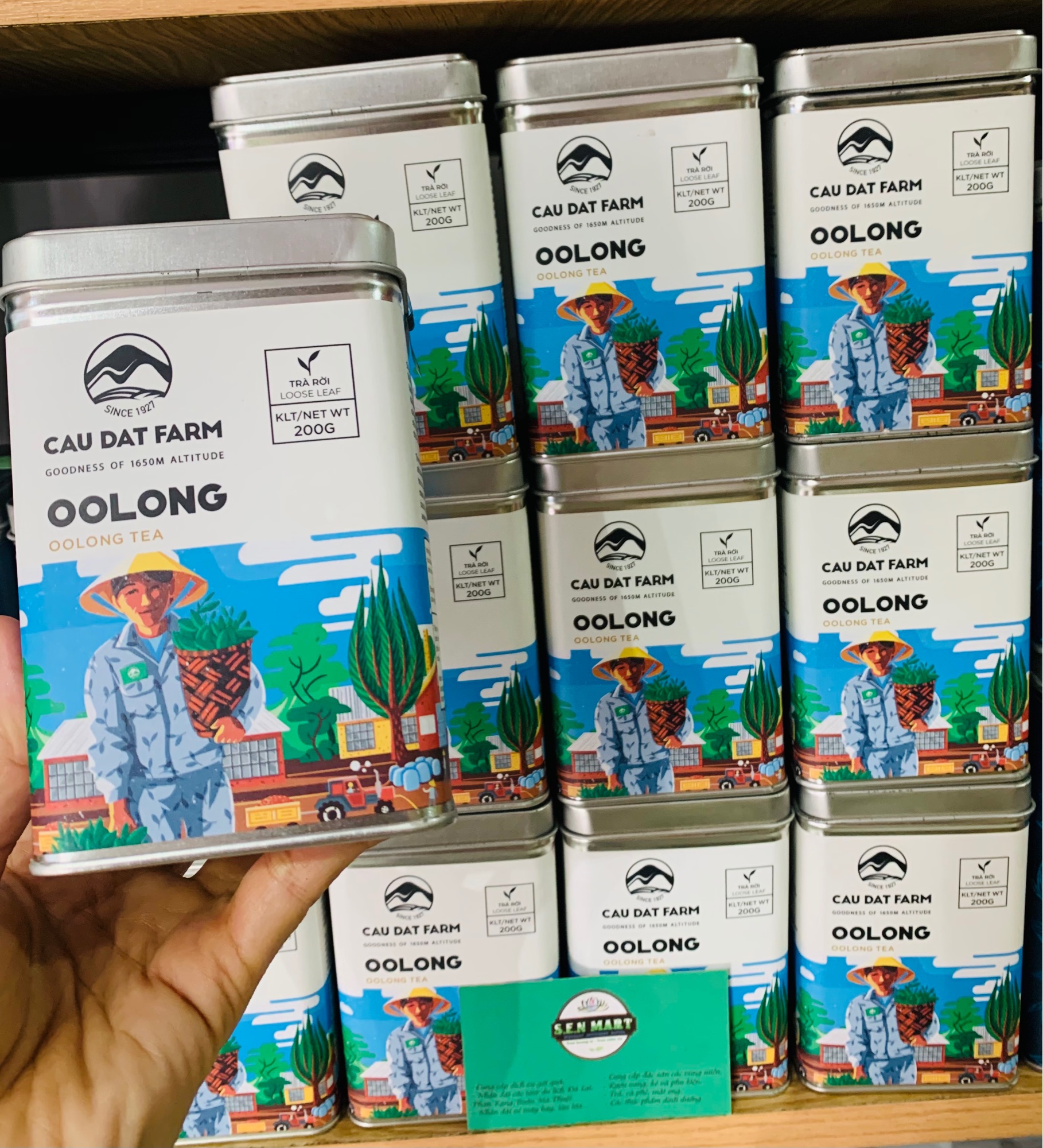 Trà Ôlong Trà rời Cầu Đất Farm lon thiếc 200gr