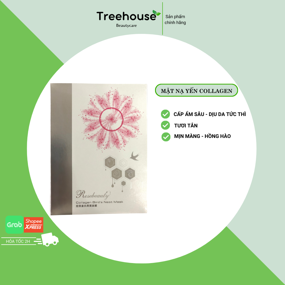Giảm 50k phí ship mặt nạ collagen yến rose beauty treehouse shop