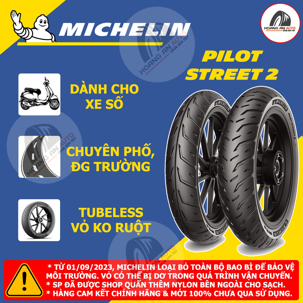 Vỏ lốp xe Michelin Pilot Street 2 tất cả các size cho xe số, vỏ ko ruột