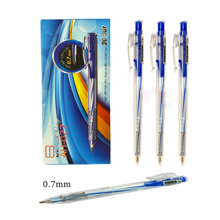 Hộp 20 cây bút viết bi mực khô aihao ah-027 0.7mm mực xanh / đen