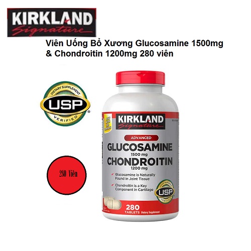 Viên Uống Bổ Khớp Kirkland Glucosamine 1500mg Chondroitin 1200mg 280 Viên