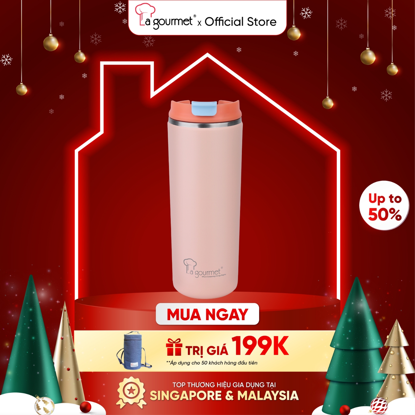  Ly cà phê giữ nhiệt La gourmet inox 304 cao cấp 470ml 