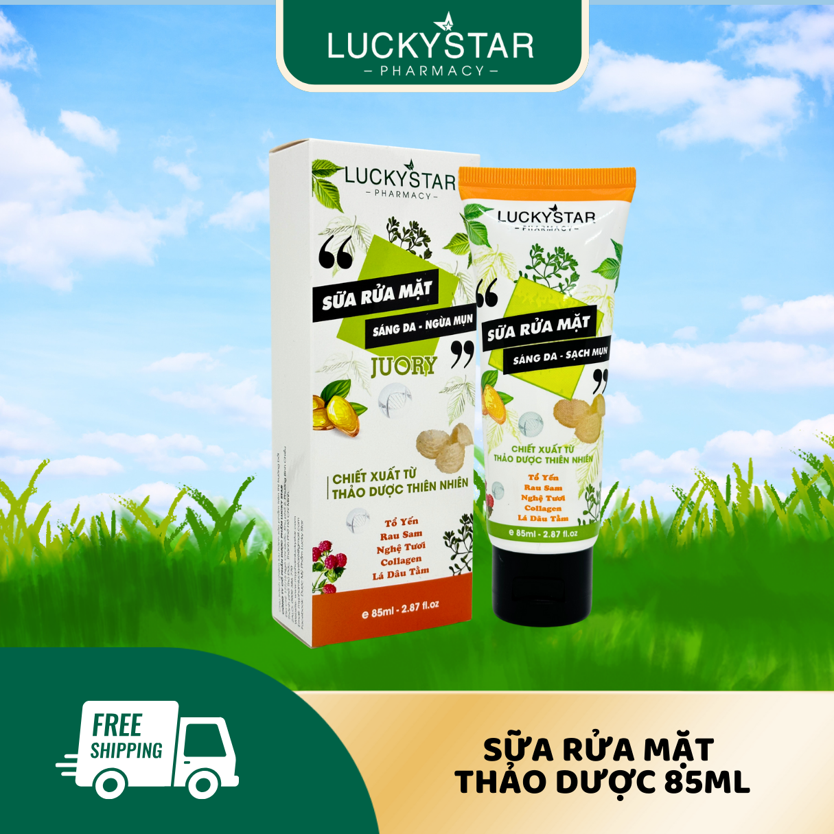 Sữa Rửa Mặt Thảo Dược Lucky Star Tuýp 85ml