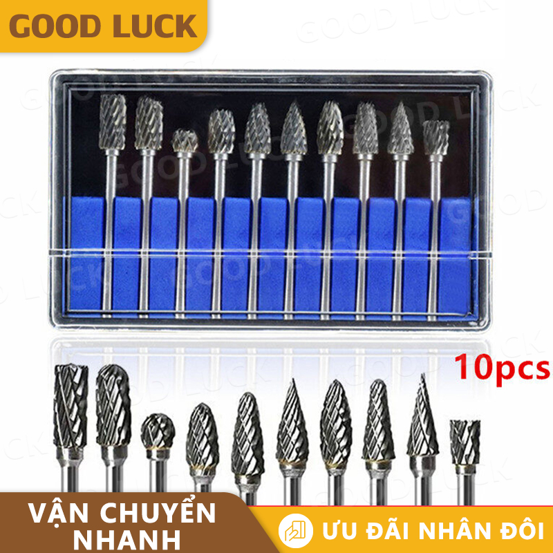 10 Cái Đầu Mài Thép Vonfram Bộ Mũi Khoan Cacbua, Bộ Mũi Khoan Cacbua, mũi mài vonfram, dùng cho kim loại mềm, gỗ, nhựa