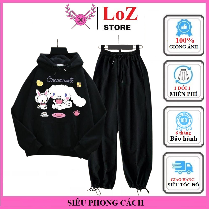 Sét bộ đồ nữ hot 01 - lozitar . mặc đi học, đi chơi, áo hoodie nữ mix quần phong cách