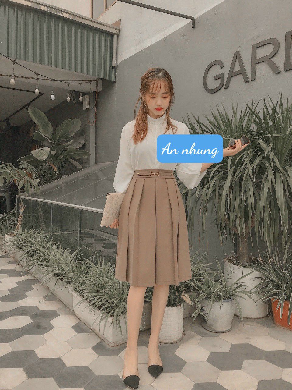 Chân váy công sở - dáng xòe - xếp ly