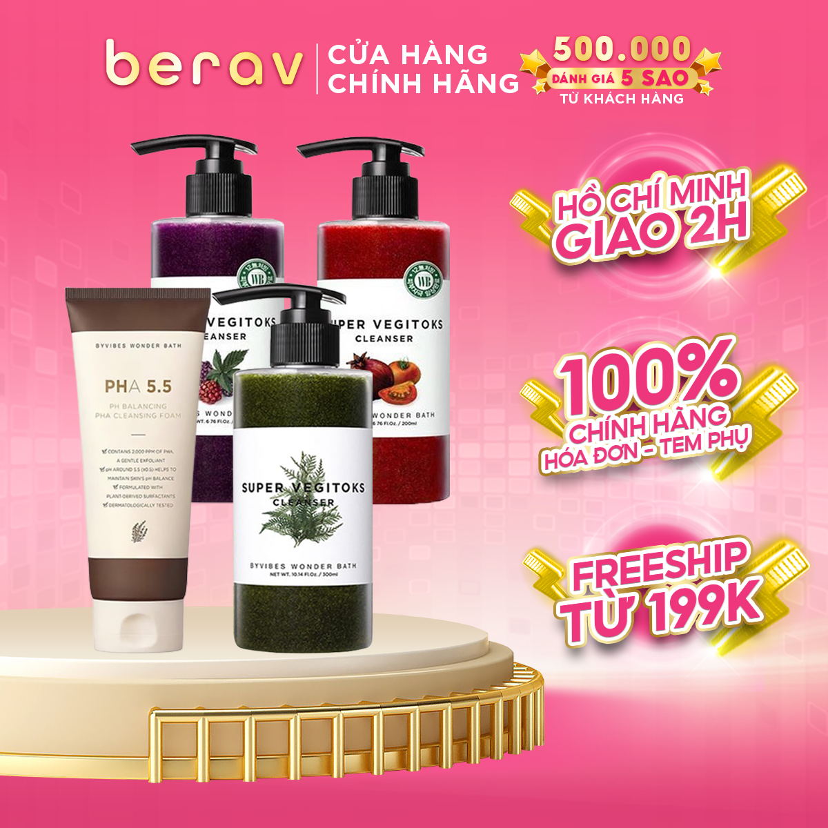 Sữa Rửa Mặt Rau Củ Wonder Bath sủi bọt thải độc Byvibes Super Vegitoks Cleanser 300ml