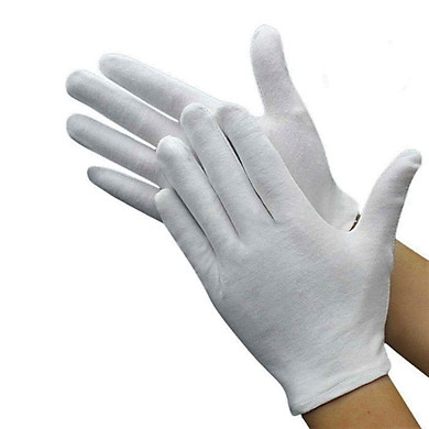 Set 10 đôi găng tay vải cotton trắng