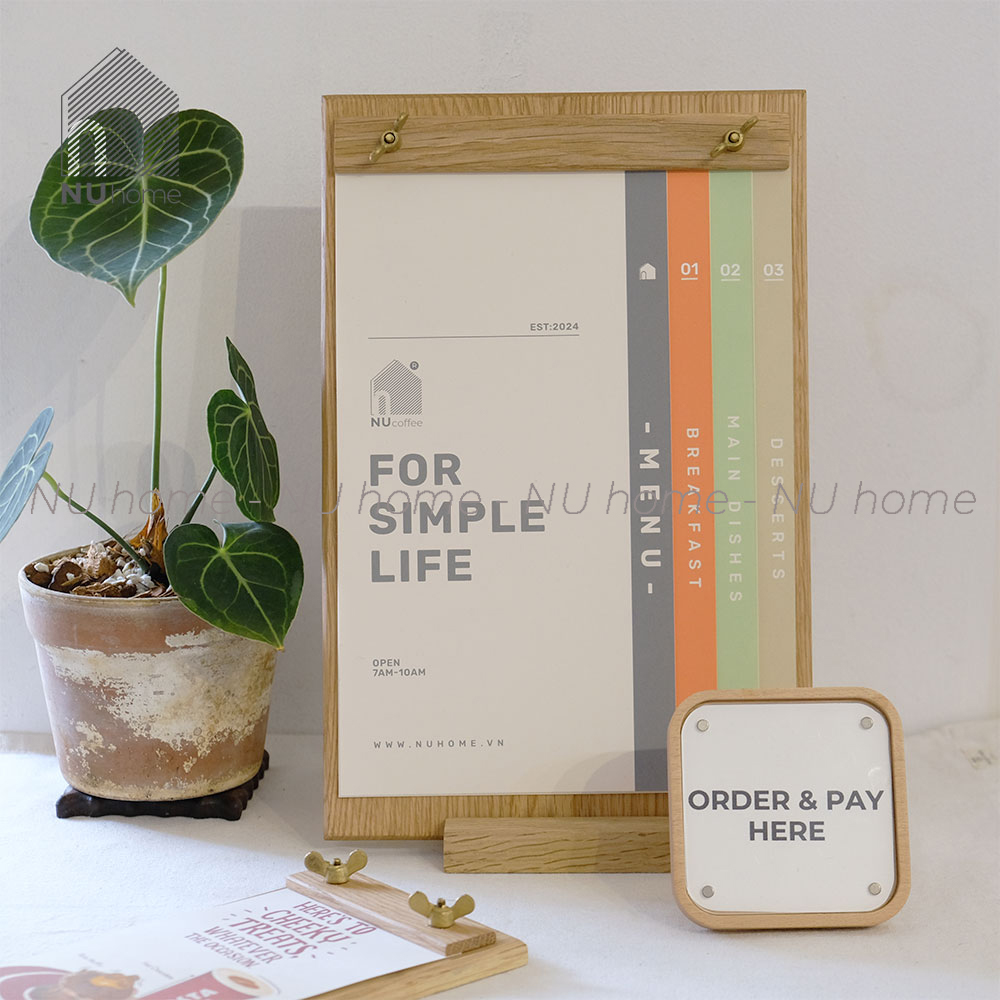 Kẹp menu gỗ để bàn - Kento | nuhome.vn | được thiết kế đẹp mắt bằng chất liệu gỗ sồi tự nhiên