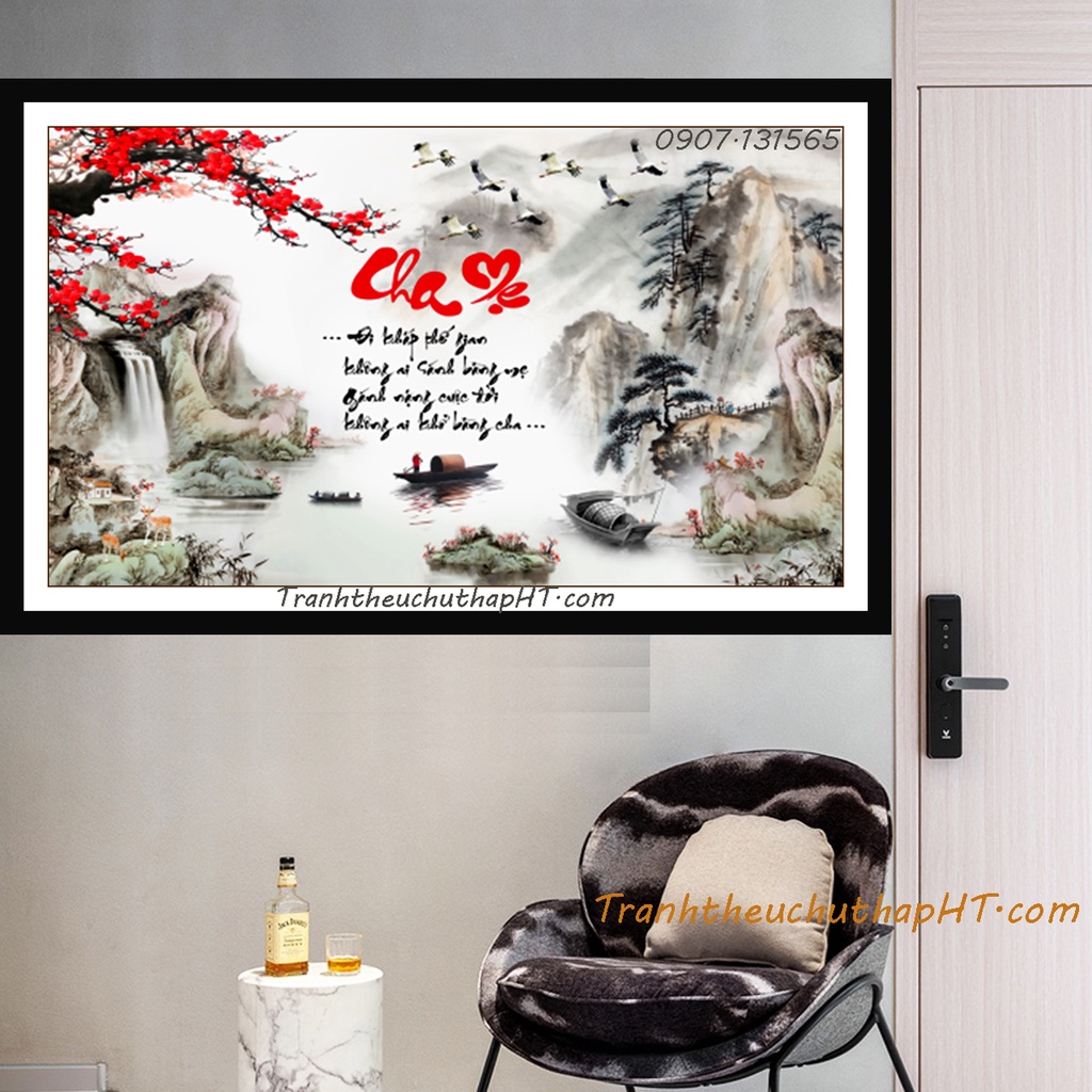 Tranh đính đá - tranh thêu chữ thập cha mẹ lv574, lv3532 - chưa thêu