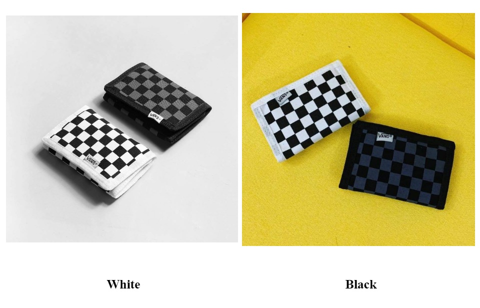 [HCM]Ví vans caro unisex - Đen  Trắng